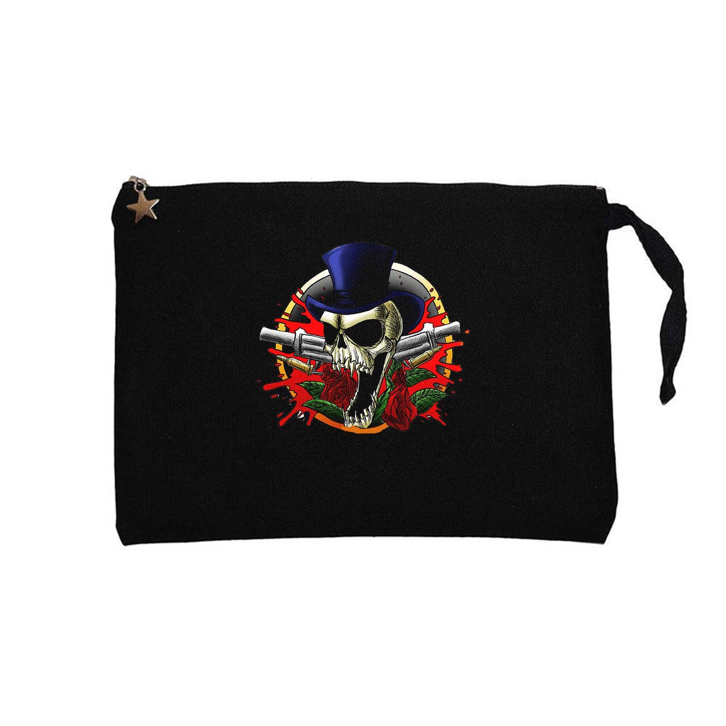 Guns N Roses Mr Skull Siyah Clutch Astarlı Cüzdan / El Çantası