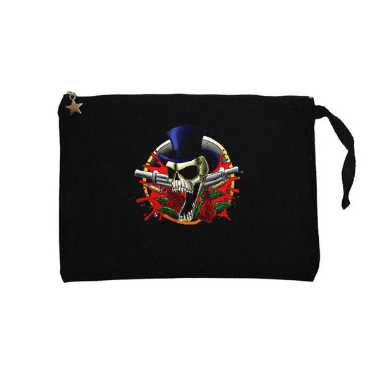 Guns N Roses Mr Skull Siyah Clutch Astarlı Cüzdan / El Çantası