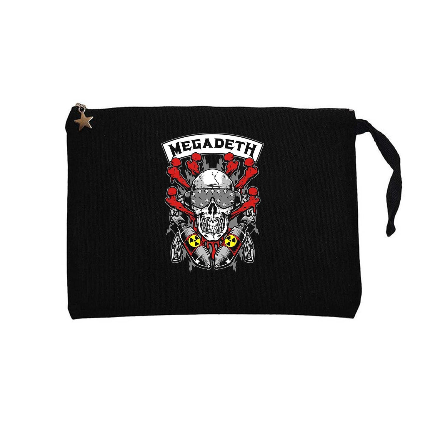 Megadeth Skull and Chemical Bomb Siyah Clutch Astarlı Cüzdan / El Çantası
