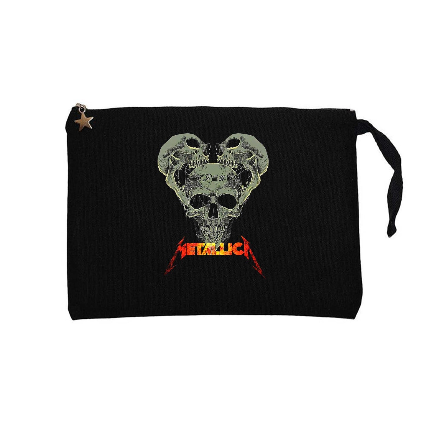 Metallica 3 Dry Heads Siyah Clutch Astarlı Cüzdan / El Çantası