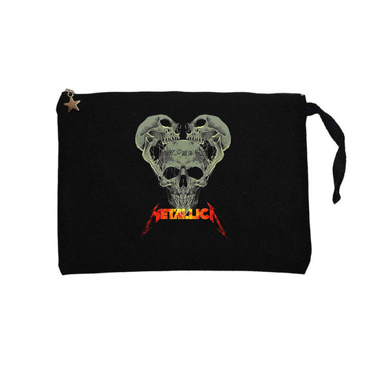 Metallica 3 Dry Heads Siyah Clutch Astarlı Cüzdan / El Çantası