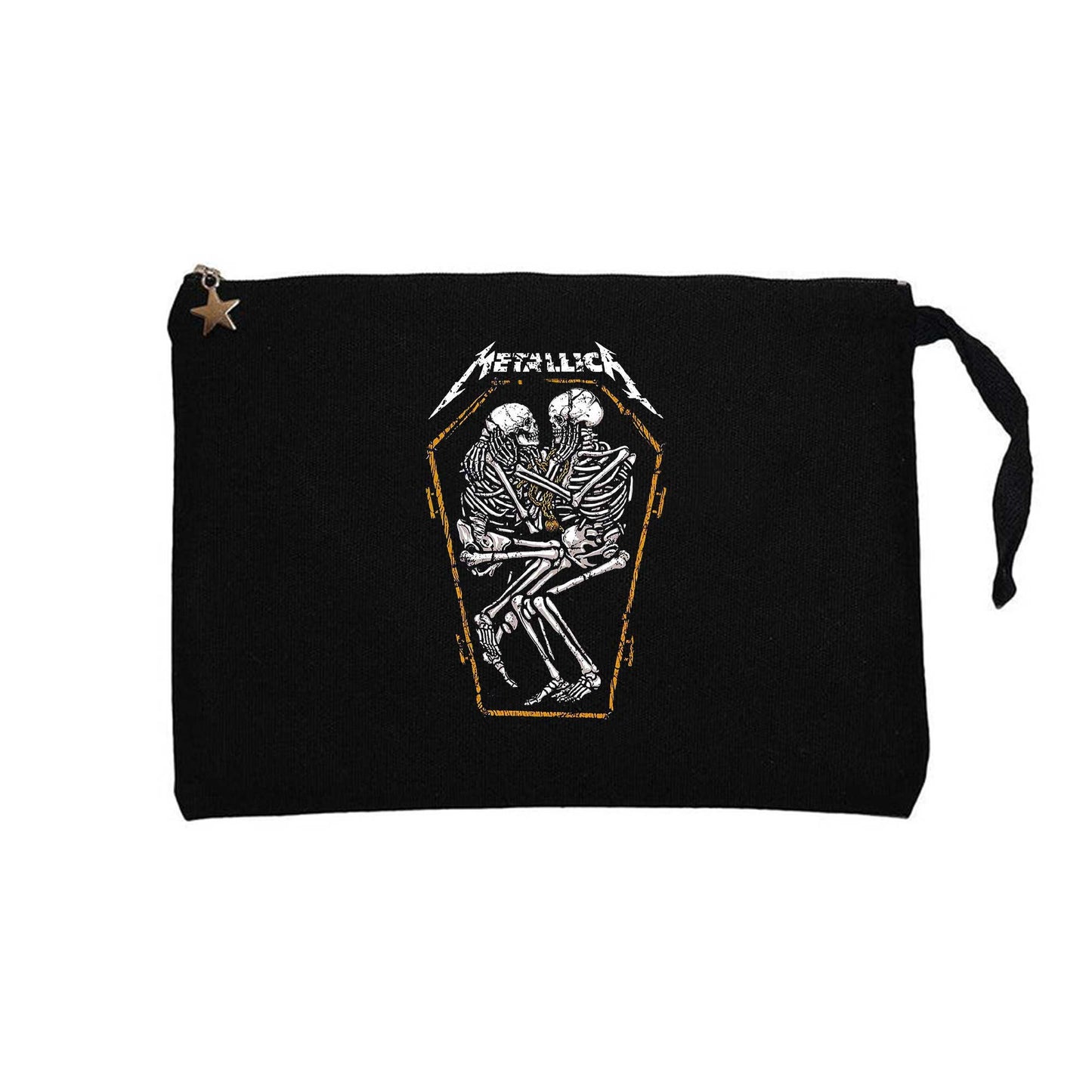 Metallica Grave Two Skeletons Siyah Clutch Astarlı Cüzdan / El Çantası