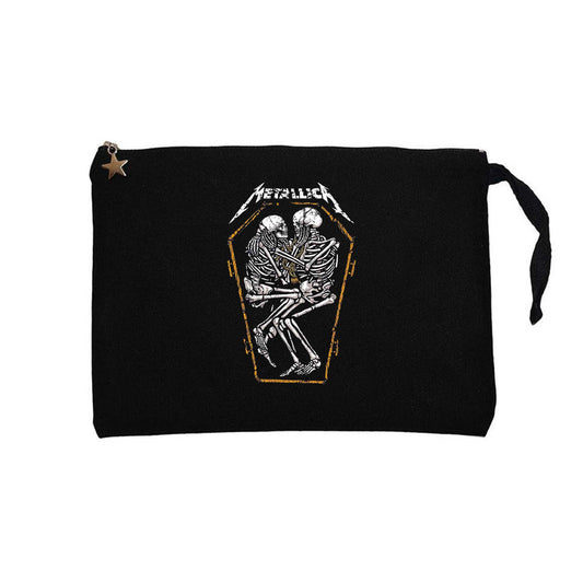 Metallica Grave Two Skeletons Siyah Clutch Astarlı Cüzdan / El Çantası