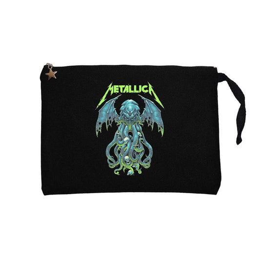 Metallica Octopus Bat Siyah Clutch Astarlı Cüzdan / El Çantası