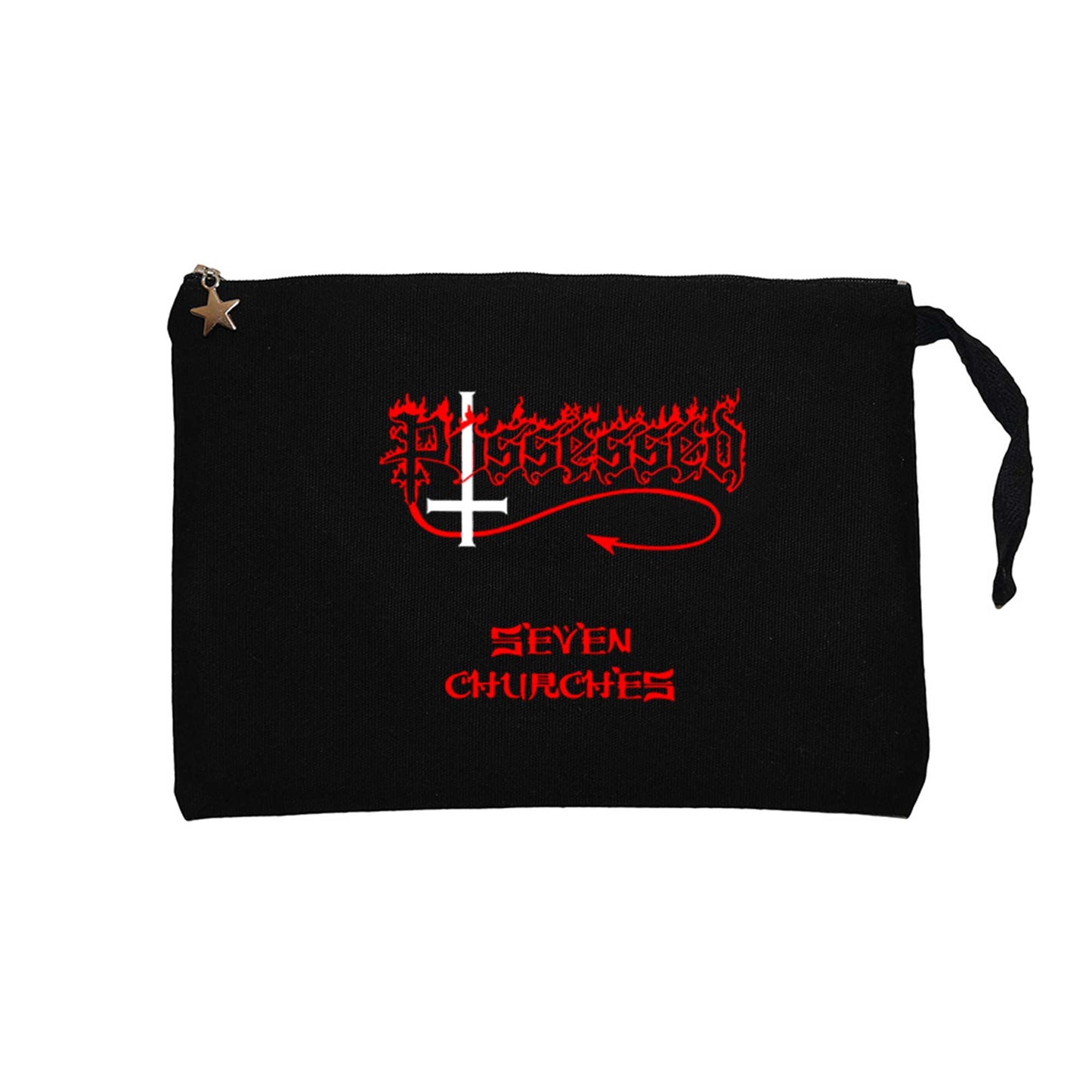 Possessed Seven Churches Siyah Clutch Astarlı Cüzdan / El Çantası