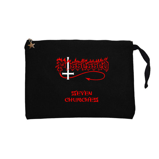 Possessed Seven Churches Siyah Clutch Astarlı Cüzdan / El Çantası