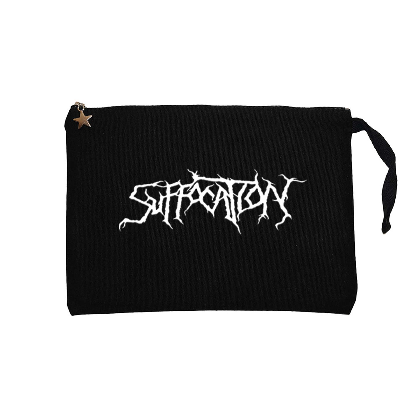 Suffocation Logo Siyah Clutch Astarlı Cüzdan / El Çantası