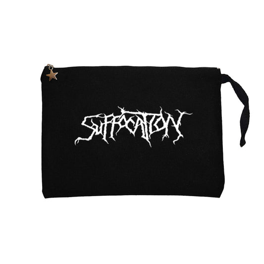 Suffocation Logo Siyah Clutch Astarlı Cüzdan / El Çantası