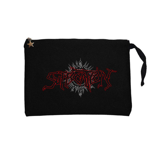 Suffocation Yazılı Logo Siyah Clutch Astarlı Cüzdan / El Çantası