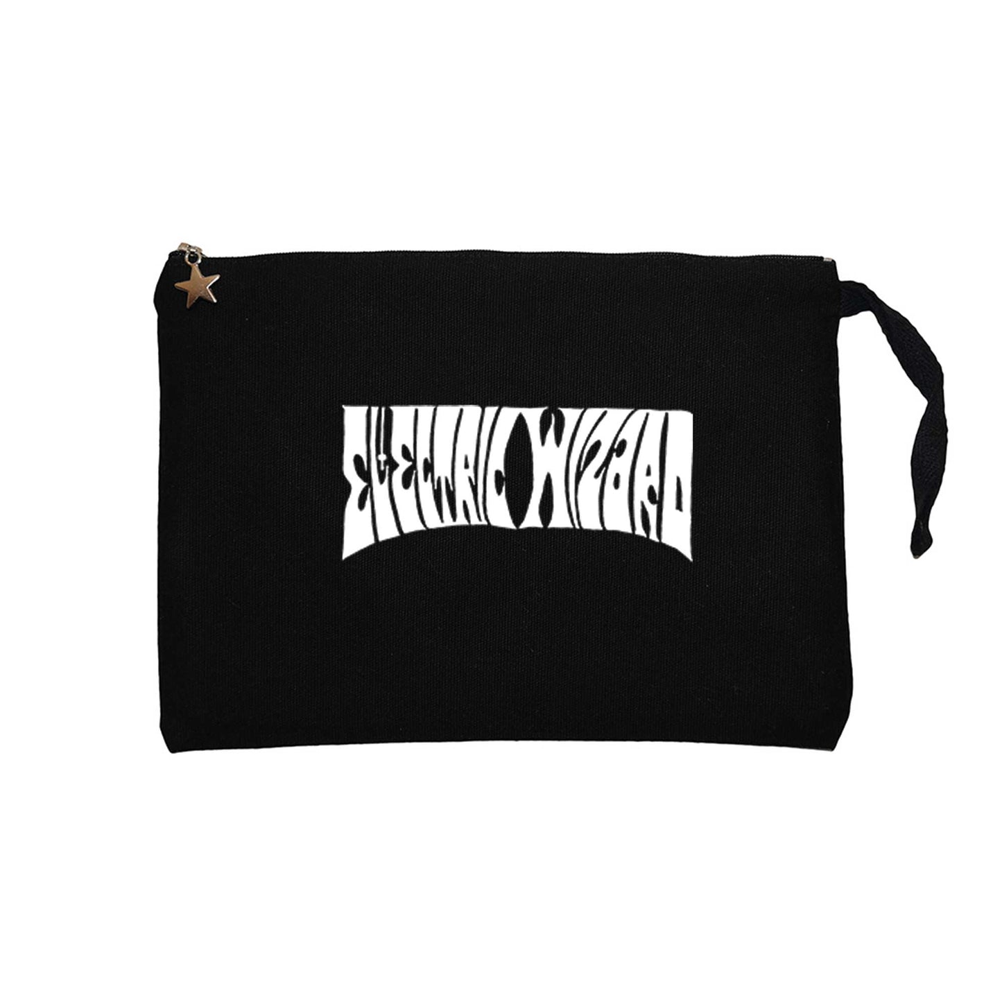 Electric Wizard Text Siyah Clutch Astarlı Cüzdan / El Çantası