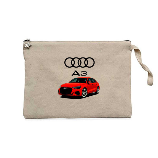 Audi A3 Text Logo Krem Clutch Astarlı Cüzdan / El Çantası