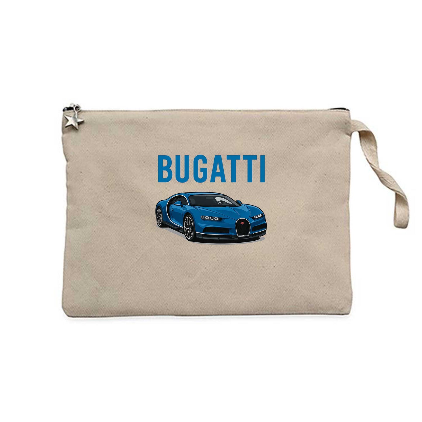 Bugatti Blue Sport Car Krem Clutch Astarlı Cüzdan / El Çantası