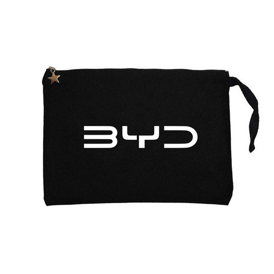 BYD Logo White Siyah Clutch Astarlı Cüzdan / El Çantası