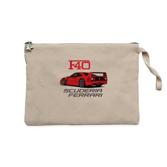 Ferrari F40 Krem Clutch Astarlı Cüzdan / El Çantası