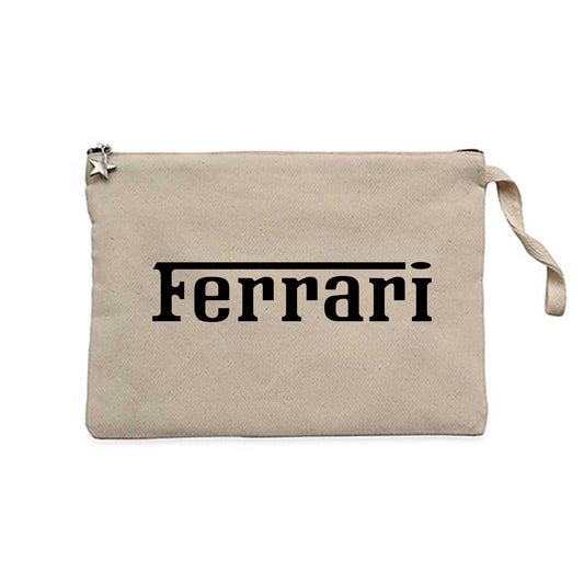 Ferrari Text Black Krem Clutch Astarlı Cüzdan / El Çantası