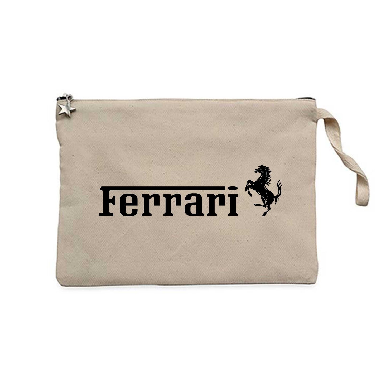 Ferrari TeXT Logo Krem Clutch Astarlı Cüzdan / El Çantası
