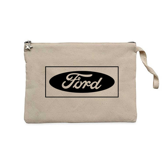 Ford Logo Black Krem Clutch Astarlı Cüzdan / El Çantası