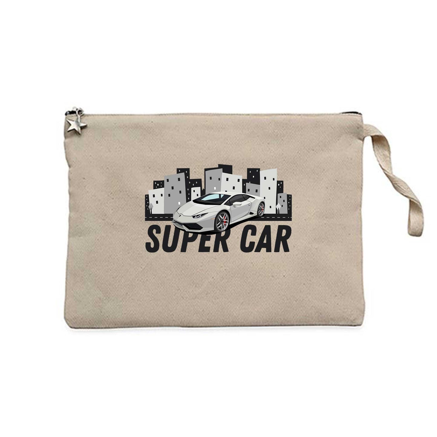 Süper Car Lamborghini Krem Clutch Astarlı Cüzdan / El Çantası