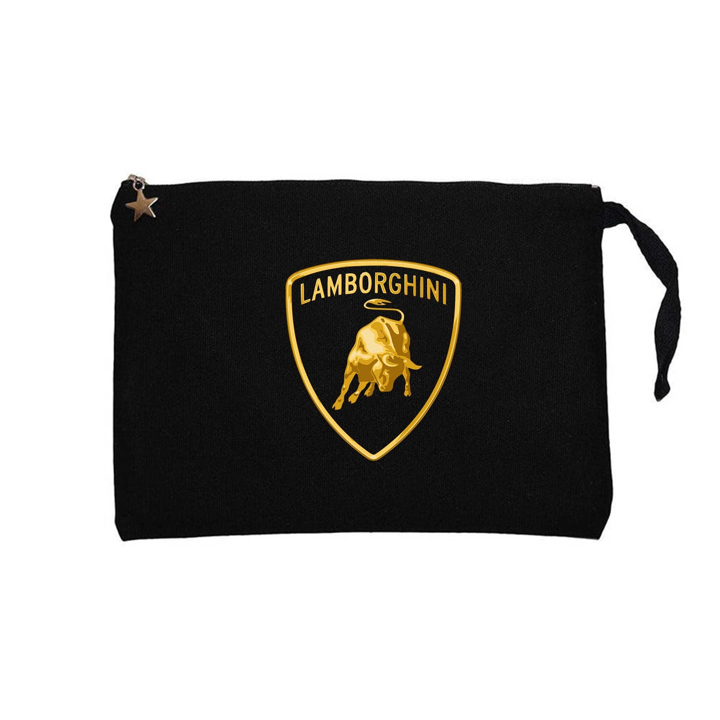 Lamborghini Gold Logo Siyah Clutch Astarlı Cüzdan / El Çantası