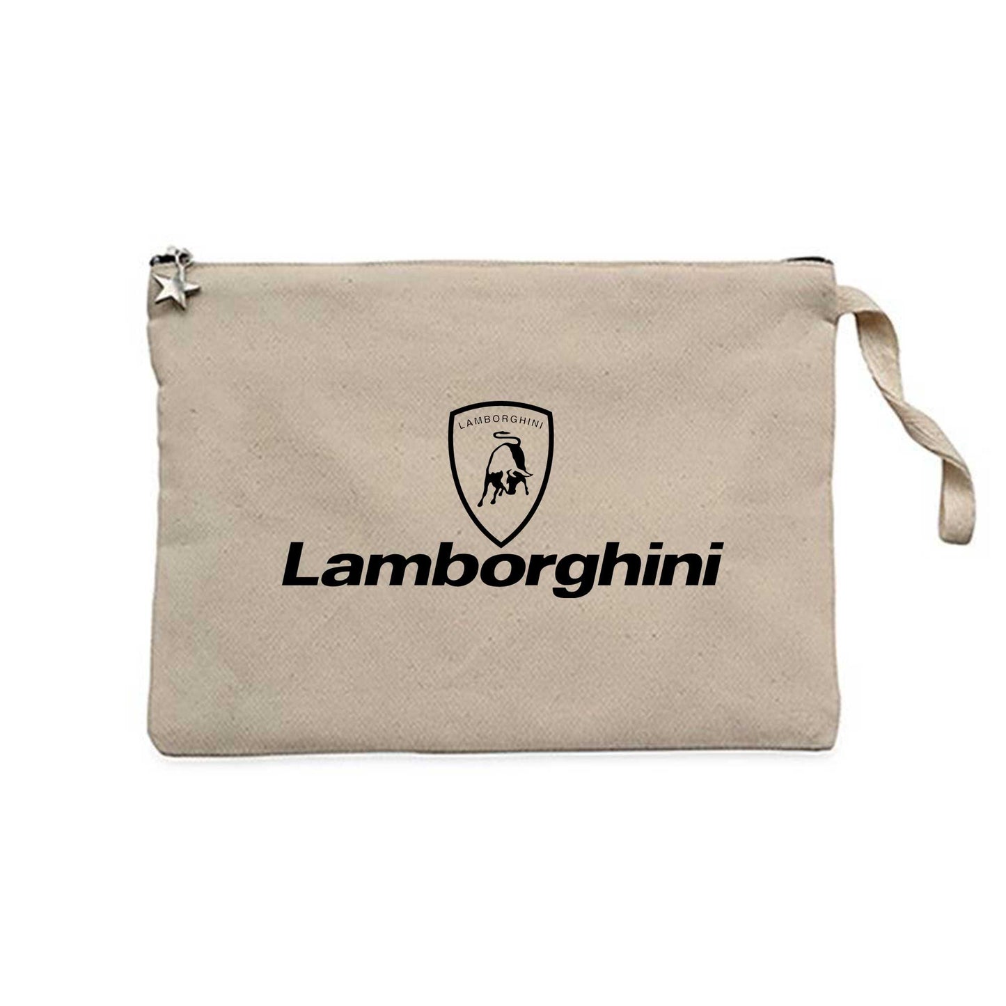 Lamborghini Logo Text Krem Clutch Astarlı Cüzdan / El Çantası