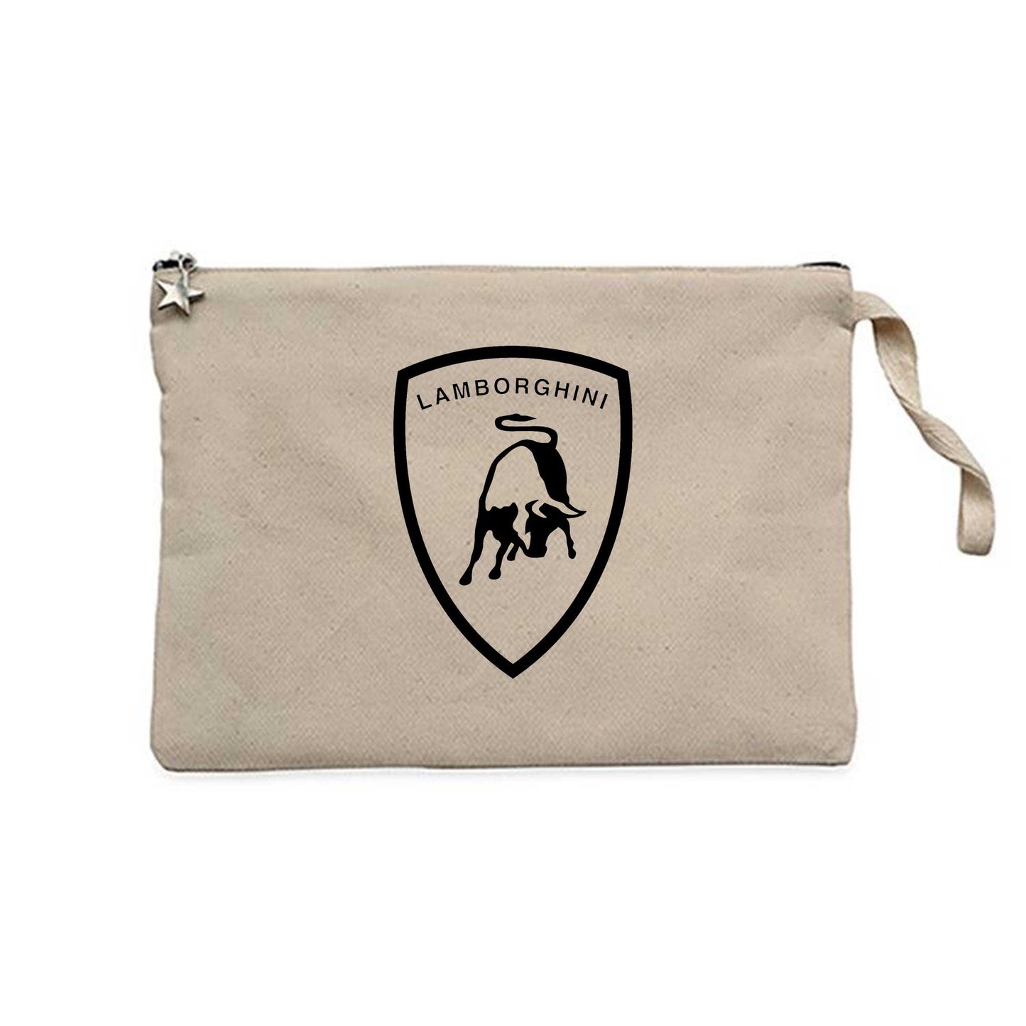 Lamborghini Logo Black Krem Clutch Astarlı Cüzdan / El Çantası