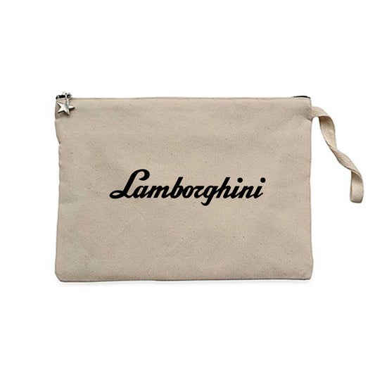 Lamborghini Text Black Krem Clutch Astarlı Cüzdan / El Çantası