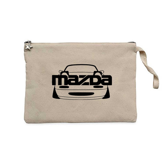 Mazda RX-7 Text Car Krem Clutch Astarlı Cüzdan / El Çantası