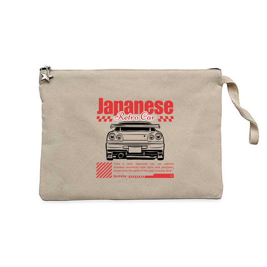 Japanese GTR Krem Clutch Astarlı Cüzdan / El Çantası