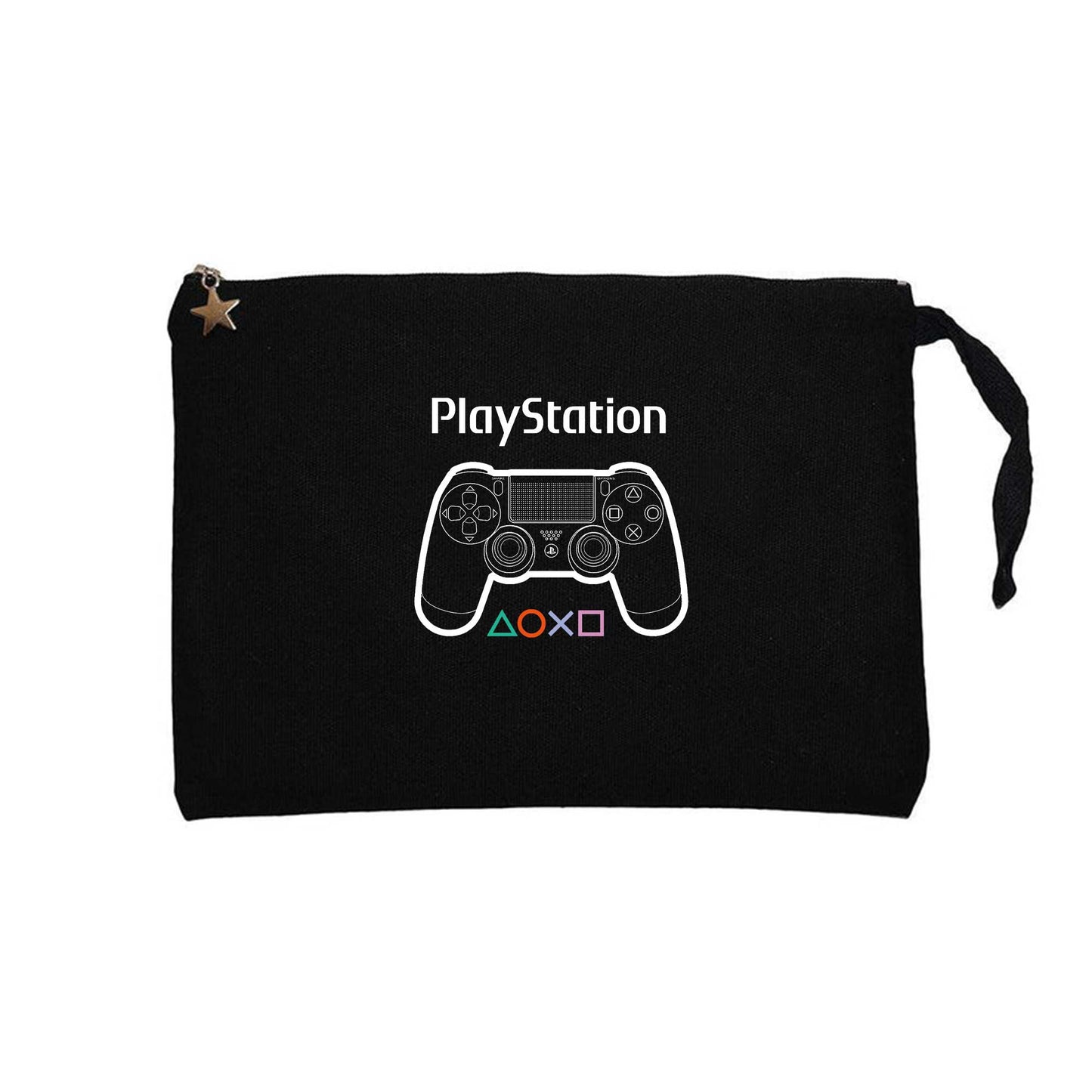 Playstation Gamepad Text Siyah Clutch Astarlı Cüzdan / El Çantası
