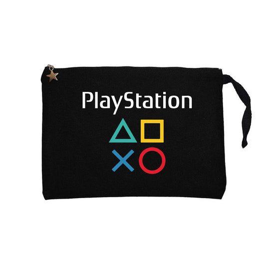 Playstation Gamepad Yazı Siyah Clutch Astarlı Cüzdan / El Çantası