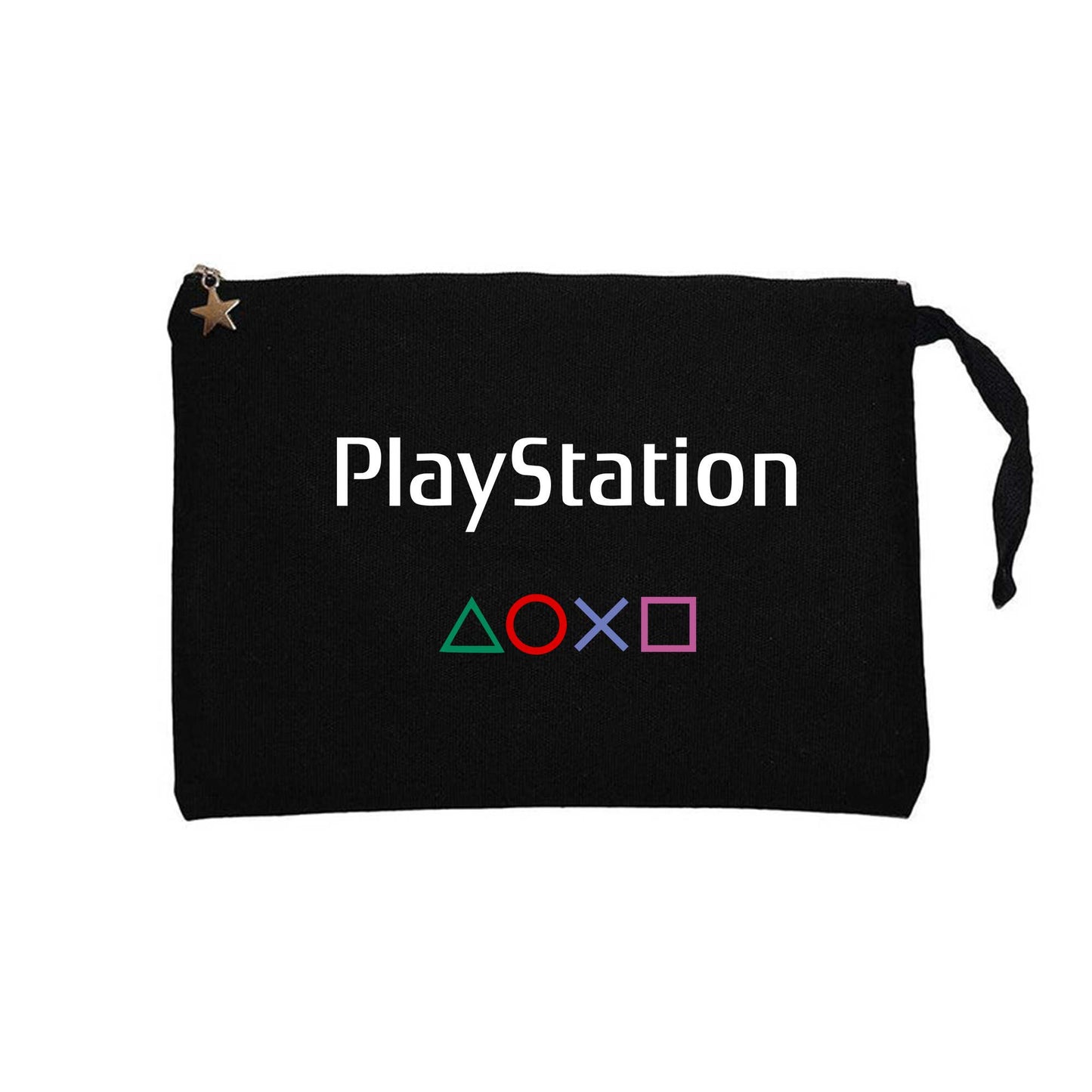 Playstation Text Consol Siyah Clutch Astarlı Cüzdan / El Çantası