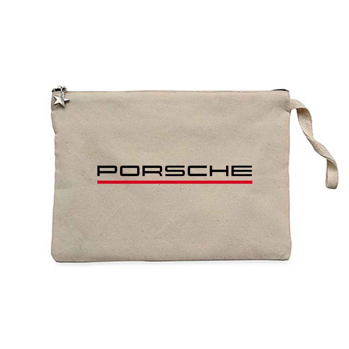 Porsche Text Red Krem Clutch Astarlı Cüzdan / El Çantası