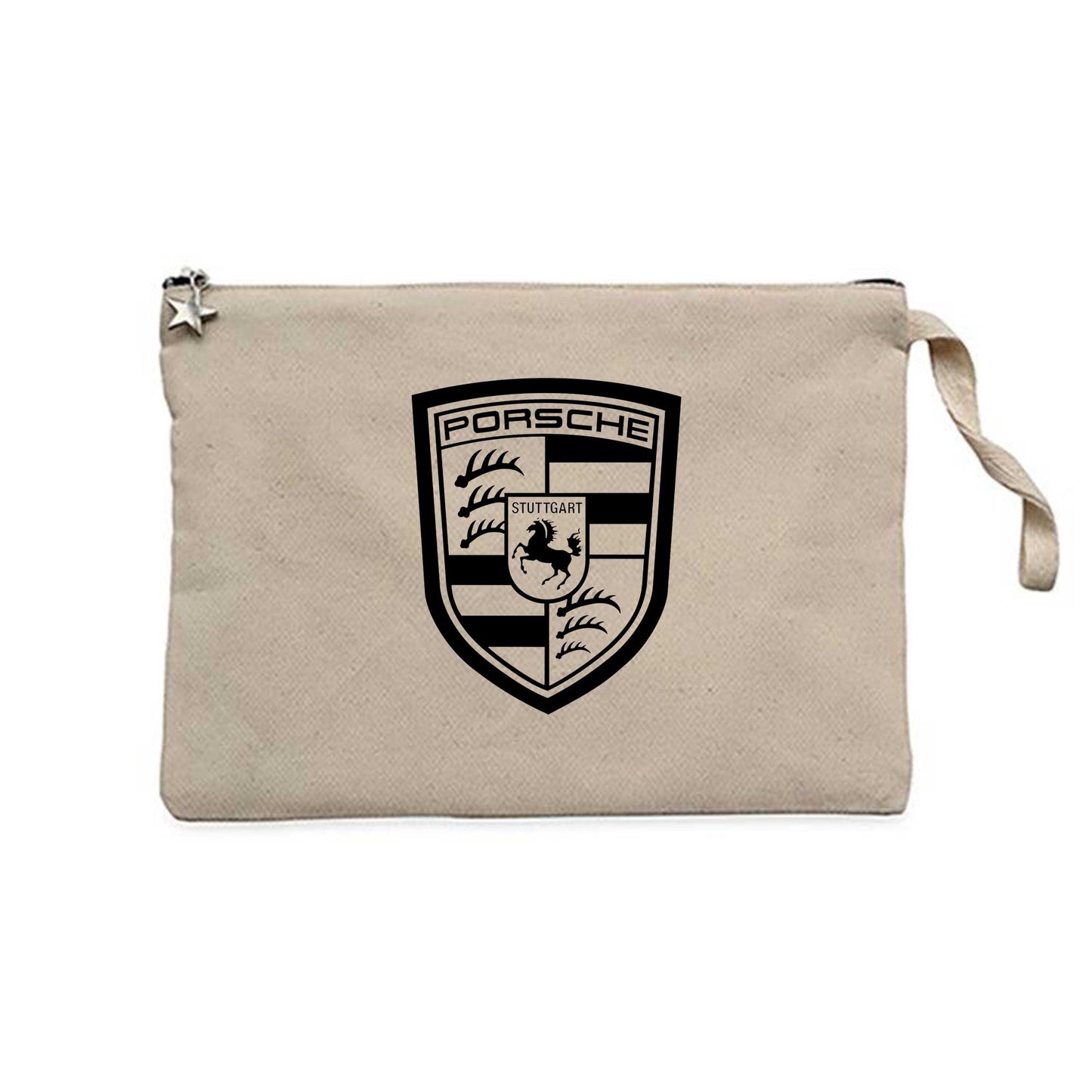 Porsche Logo Black Krem Clutch Astarlı Cüzdan / El Çantası