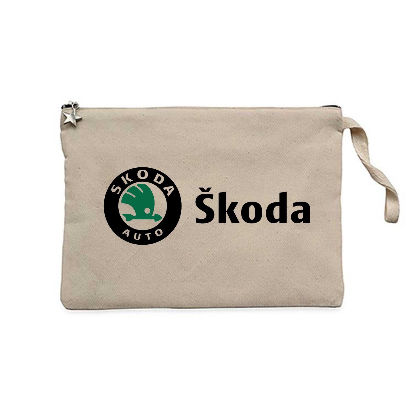 Skoda Text Logo Krem Clutch Astarlı Cüzdan / El Çantası