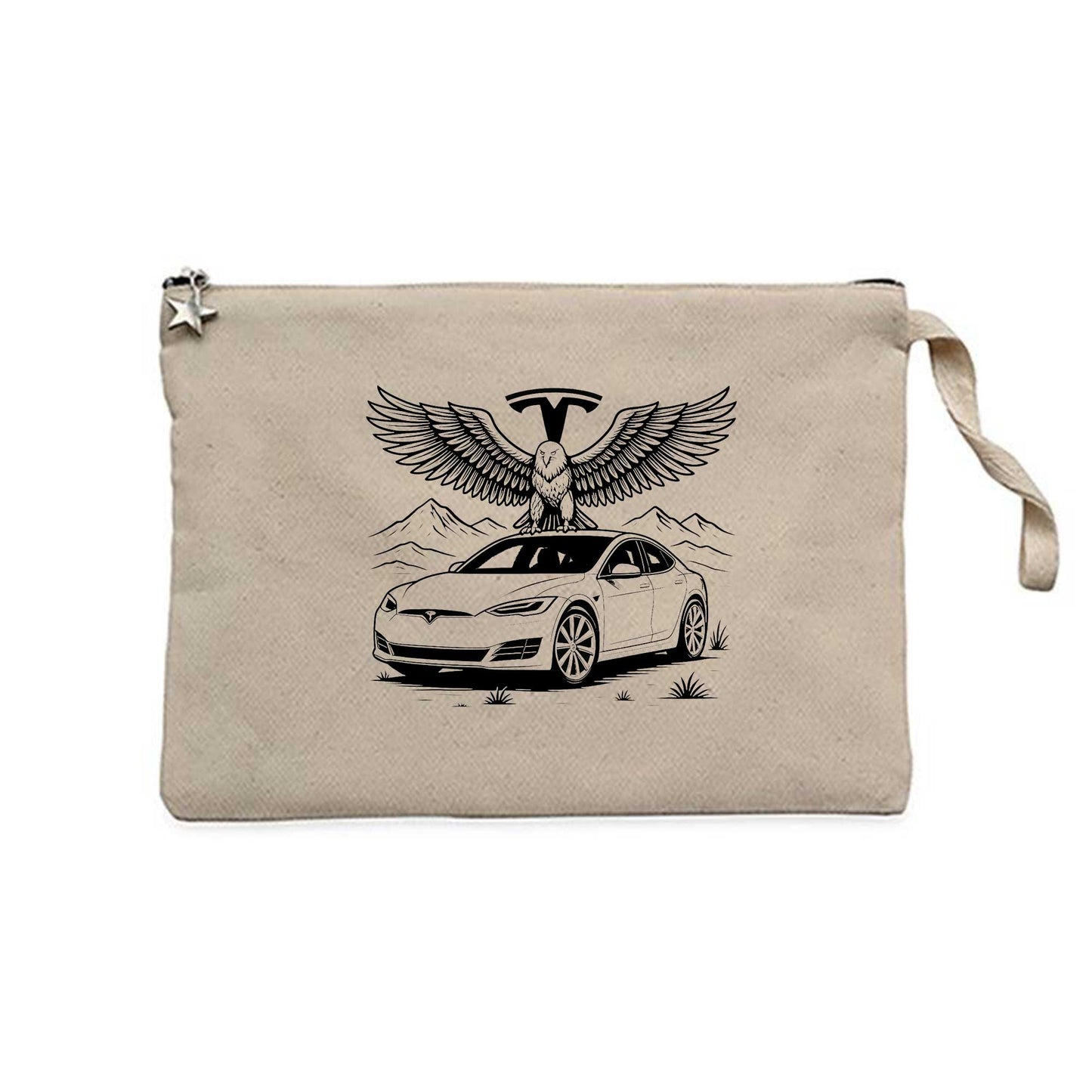 Tesla And Eagle Krem Clutch Astarlı Cüzdan / El Çantası
