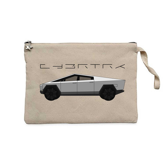 Tesla Cybertruck Krem Clutch Astarlı Cüzdan / El Çantası
