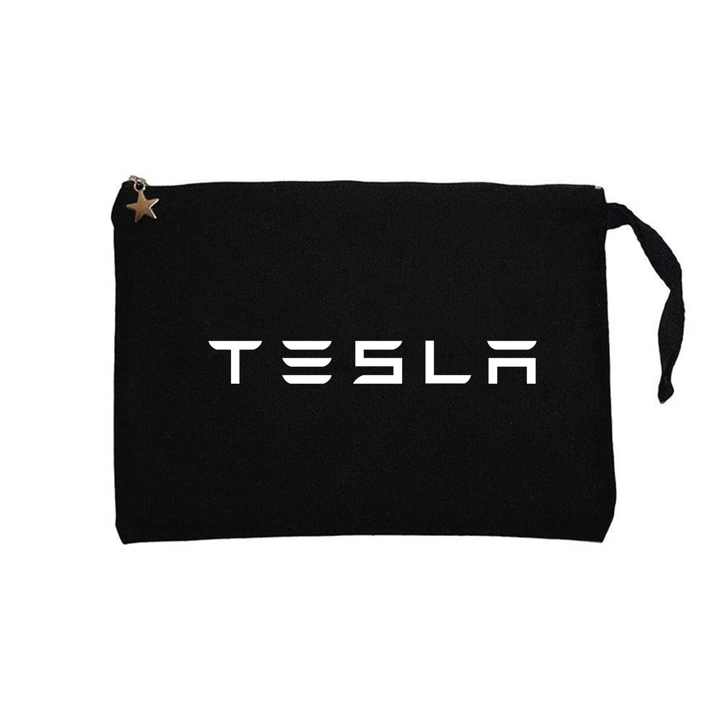 Tesla Text Siyah Clutch Astarlı Cüzdan / El Çantası