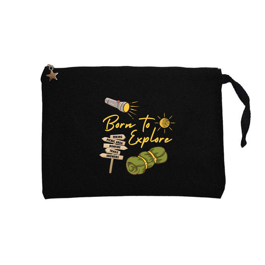 Born To Explore Siyah Clutch Astarlı Cüzdan / El Çantası