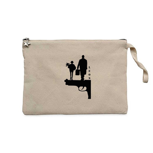 Leon Gun Silüet Krem Clutch Astarlı Cüzdan / El Çantası