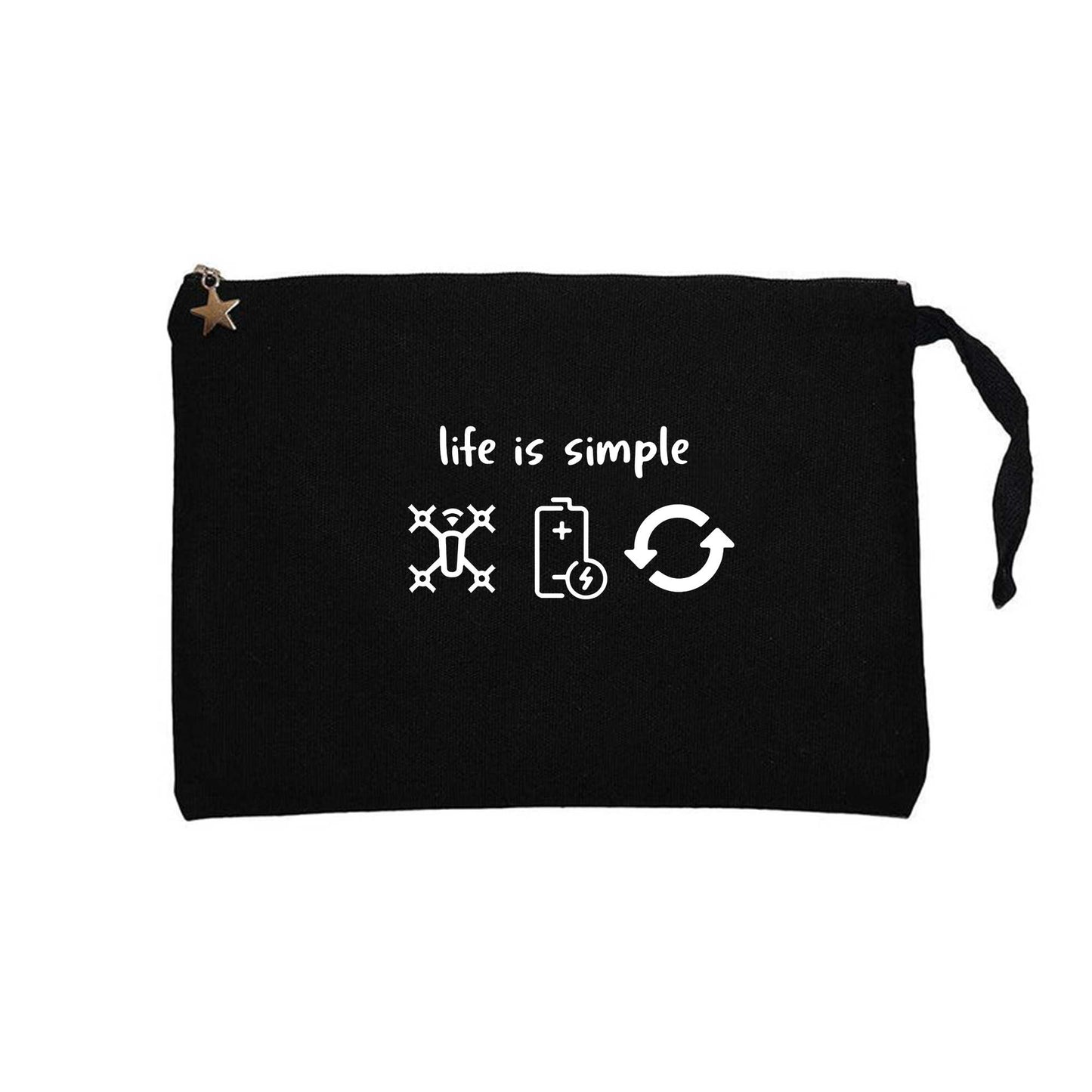 Life Is Simple Siyah Clutch Astarlı Cüzdan / El Çantası