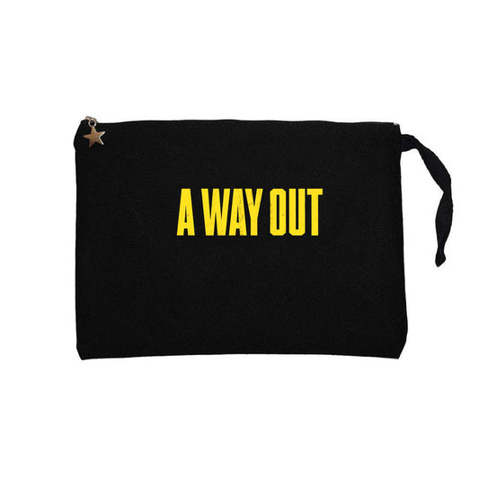 A Way Out Text Siyah Clutch Astarlı Cüzdan / El Çantası
