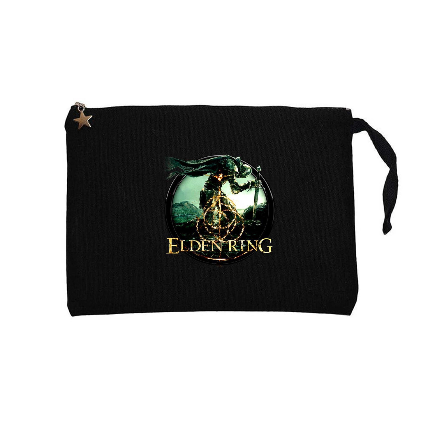 Elden Ring Text Icon Siyah Clutch Astarlı Cüzdan / El Çantası