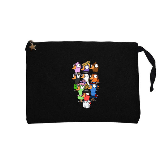 Goose Goose Duck Karakter Siyah Clutch Astarlı Cüzdan / El Çantası