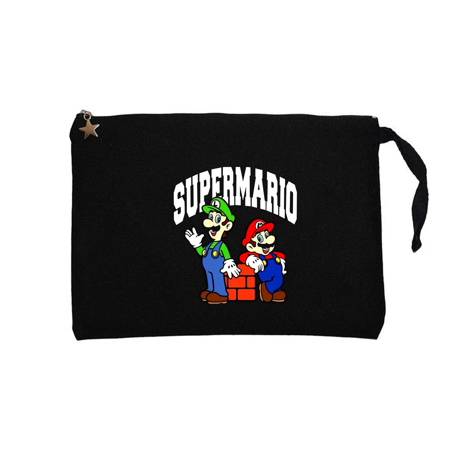 Super Mario Siyah Clutch Astarlı Cüzdan / El Çantası