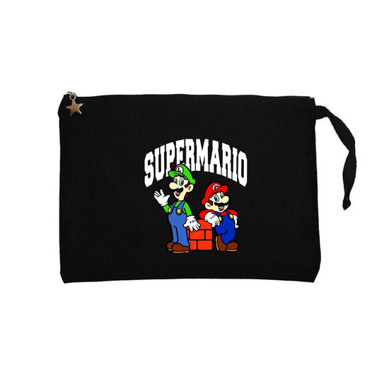 Super Mario Siyah Clutch Astarlı Cüzdan / El Çantası
