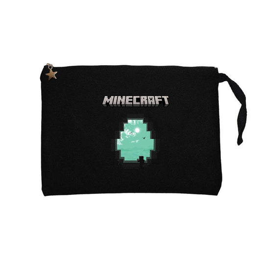 Minecraft Diamond Cave Siyah Clutch Astarlı Cüzdan / El Çantası
