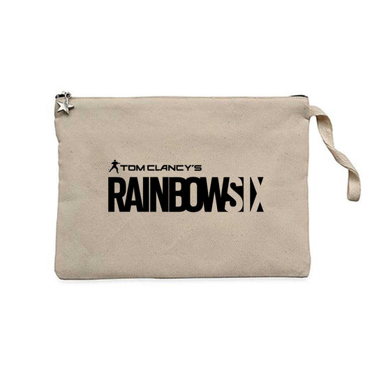 Rainbow Six Logo Krem Clutch Astarlı Cüzdan / El Çantası