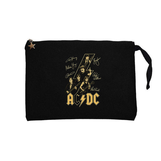 Ac Dc Silüet İmza Siyah Clutch Astarlı Cüzdan / El Çantası