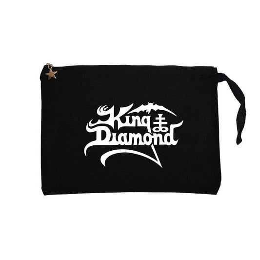 King Diamonds White Logo Siyah Clutch Astarlı Cüzdan / El Çantası