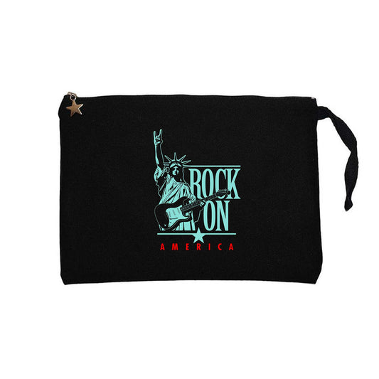 Rock On America Siyah Clutch Astarlı Cüzdan / El Çantası